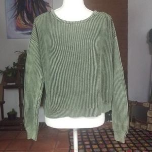 Brandy Melville Green Boat Neck Ollie Sweater